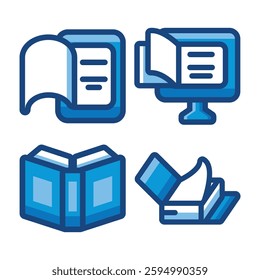 Fill Lined Icons Books Library Learning Education Knowledge Text