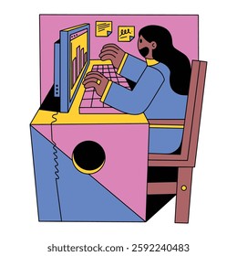 Fill Lined Women Professional Working Finance Technology