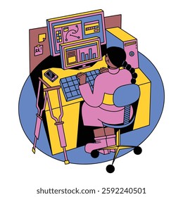 Fill Lined Women Professional Working Finance Technology