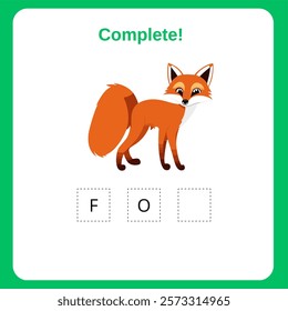 Fill in the missing letters activity for kids, Educational game for children, Vocabulary-building activity with an insect theme.