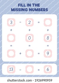 Fill in the missing numbers. Printable maths worksheet practice page. Count and write.