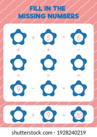 Fill in the missing numbers. Printable maths worksheet practice page. Count and write.