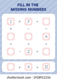 Fill in the missing numbers. Printable maths worksheet practice page. Count and write.