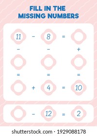 Fill In The Missing Numbers. Printable Maths Worksheet Practice Page. Count And Write.