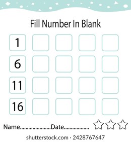 Fill number in the blanks with a 1-20 number