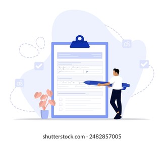 Fill out concept illustration. Suitable for landing page, ui, web, App intro card, editorial, flyer, and banner.