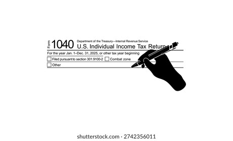 fill out form 1040, black isolated silhouette