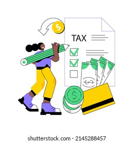 Fill out your tax return abstract concept vector illustration. Money refund, fill online form, income statement, business profit and budget planning, financial report, revenue abstract metaphor.