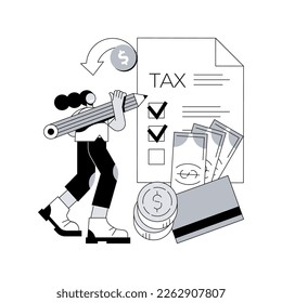 Fill out your tax return abstract concept vector illustration. Money refund, fill online form, income statement, business profit and budget planning, financial report, revenue abstract metaphor.