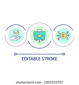 Fill portfolio with cryptocurrencies loop concept icon. Smart investment. Digital token trade. abstract idea thin line illustration. Isolated outline drawing. Editable stroke. Arial font used