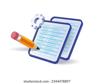 Rellenar la tabla de datos de registro con una ilustración plana e isométrica