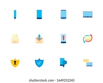 fill style icon set design, Office business workforce corporate job work occupation and communication theme Vector illustration
