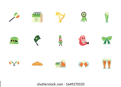 Relleno estilo icono conjunto diseño, Saint patricks día ireland celebración fortuna rish natural y afortunado tema Vector ilustración