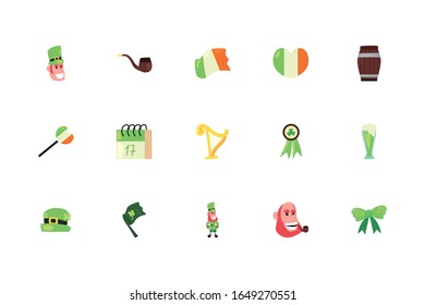 Fill style icon set design, Saint patricks day ireland celebration fortune irish natural and lucky theme Vector illustration