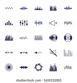 diseño de conjunto de iconos de estilo relleno, música ondas sonido melodía música canción música cultura de firma de arte y tema de melodía Ilustración vectorial
