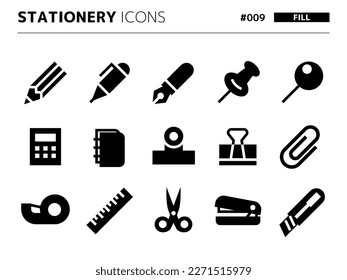 Fill style icon set related to stationery_009