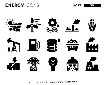 Fill style icon set related to energy_015