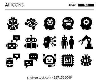 Fill style icon set related to AI_042