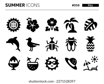 Fill style icon set related to summer_058