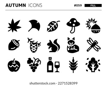 Fill style icon set related to autumn_059