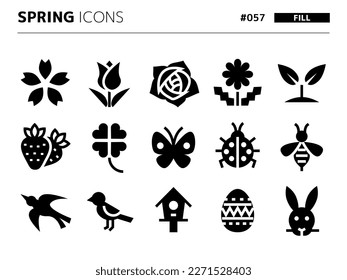 Fill style icon set related to spring_057