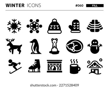 Juego de iconos de estilo de relleno relacionados con winter_060