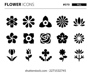 Fill style icon set related to flower_070