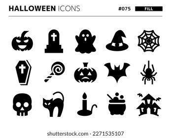 Fill style icon set related to halloween_075