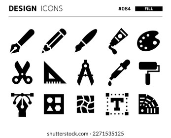 Fill style icon set related to design_084