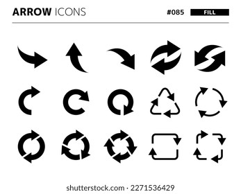 Fill style icon set related to arrow_085