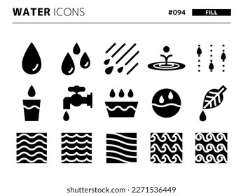 Fill style icon set related to water_094