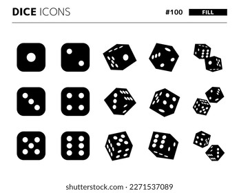Fill style icon set related to dice_100
