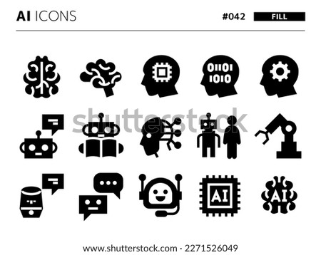 Fill style icon set related to AI_042