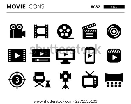 Fill style icon set related to movie_082