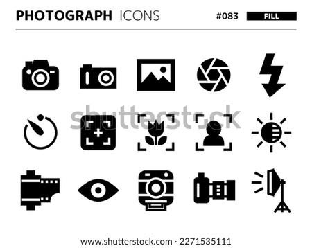 Fill style icon set related to photograph_083