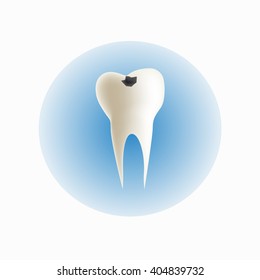 Fill teeth on blue background, Vector illustration.