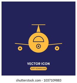 Filled Airplane Vector Icon Illustration