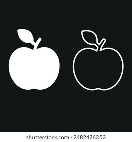 Filled apple and outlined apple vector icon.