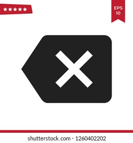 Filled Backspace icon vector isolated on white background. Modern symbol in trendy flat style for mobile app and web design.