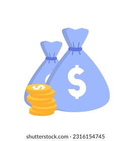 Filled bags of money. Wealth concept.
