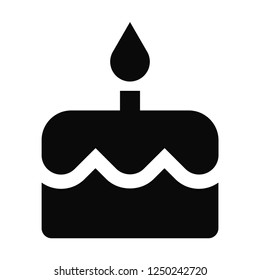 Filled Birthday cake icon vector isolated on white background. Modern symbol in trendy flat style for mobile app and web design.