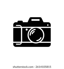 Filled Black Camera Icon With Lens And Viewfinder