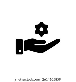 Filled Black Hand Palm Up Gesture Symbol Icon