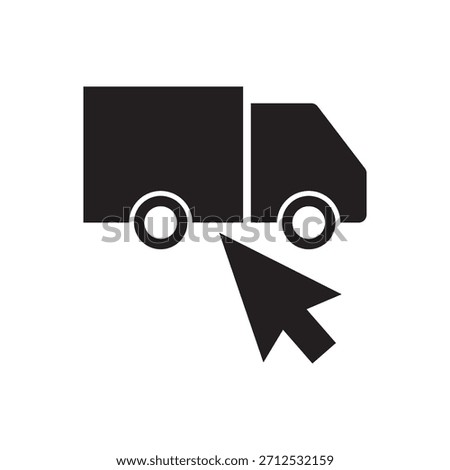 Filled black illustration of selecting a delivery service with a mouse click.