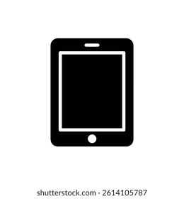 Filled Black Tablet Icon With Screen And Button