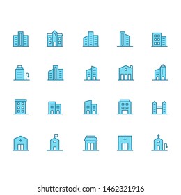 Filled building icon variations and icon sets.  Ready to use for website, mobile app, presentation and any other projects