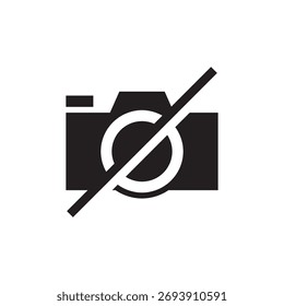 Icono de cámara lleno con una barra que indica la prohibición de tomar Fotos.
