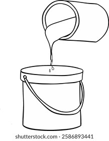 Filled can Paint graphic line vector composition. two cans with color illustration
