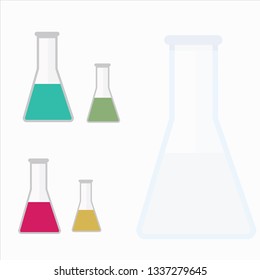 Filled chemical test tubes flask. Tube equipment design for chemical laboratory.