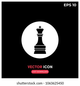 Filled Chess King Leader Vector Icon.Modern,Creative,Flat,Minimalist Chess King Leader Vector Icon Illustration For Website And Mobile App.Ui/Ux